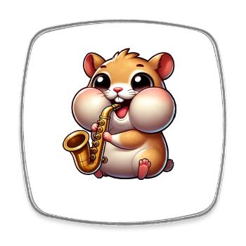 Süßer Hamster Saxofon Jazz Cartoon Musik - Viereckiger Kühlschrankmagnet - Weiß - Vorne