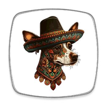 Dog Mexican Sugar Skull Sombrero Cinco De Mayo - Square fridge magnet - white - Front