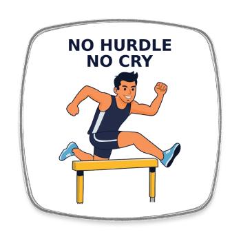 No Hurdle No Cry - Sprint Hero - Square fridge magnet - white - Front