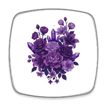 Violette Kristallblumenstrauß - Viereckiger Kühlschrankmagnet - Weiß - Vorne