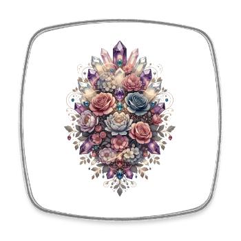 Kristallblüten Florales Mosaik - Viereckiger Kühlschrankmagnet - Weiß - Vorne