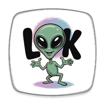 T-shirt extraterrestre Look Comic Space - Magnet carré - blanc - Devant