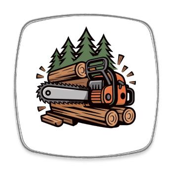 Lumberjack Chainsaw Shirt Lumberjack - Square fridge magnet - white - Front
