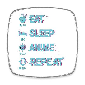 Eat Sleep Anime Repeat - Viereckiger Kühlschrankmagnet - Weiß - Vorne