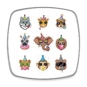 Animals Zoo Party Jungle Zoo Birthday - Square fridge magnet - white - Front