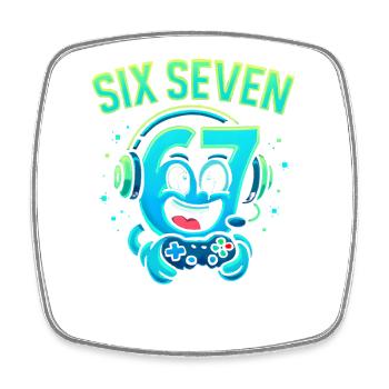 Six Seven Gamer Mascot Italian Brainrot Gaming - Square fridge magnet - white - Front