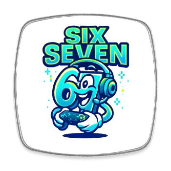 Six Seven Gamer Mascot Italian Brainrot Gaming - Square fridge magnet - white - Front