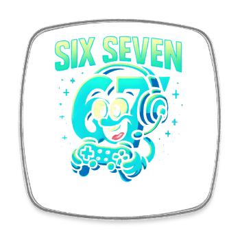 Six Seven Gamer Mascot Italian Brainrot Gaming - Square fridge magnet - white - Front