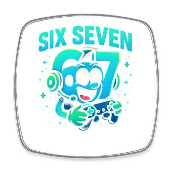 Six Seven Gamer Mascot Italian Brainrot Gaming - Square fridge magnet - white - Front