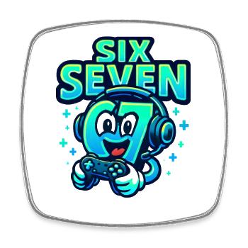 Six Seven Gamer Mascot Italian Brainrot Gaming - Square fridge magnet - white - Front