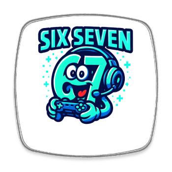 Six Seven Gamer Mascot Italian Brainrot Gaming - Square fridge magnet - white - Front