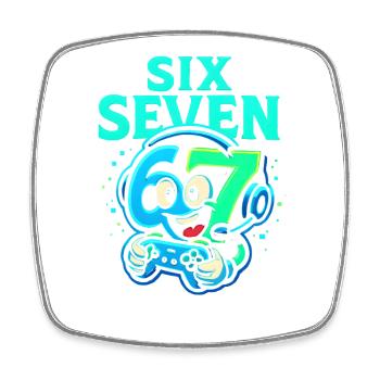 Six Seven Gamer Mascot Italian Brainrot Gaming - Square fridge magnet - white - Front