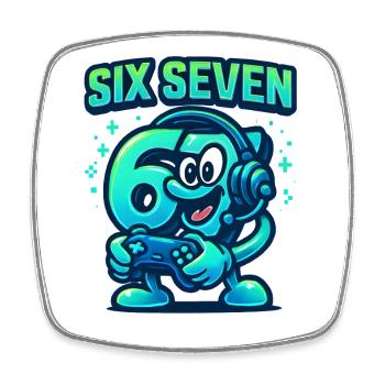 Six Seven Gamer Mascot Italian Brainrot Gaming - Square fridge magnet - white - Front