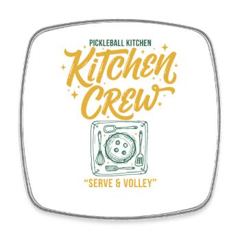 Pickleball Kitchen Crew Serve And Volley Love - Square fridge magnet - white - Front