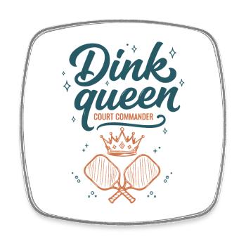 Pickleball Dink Queen Court Commander player - Square fridge magnet - white - Front