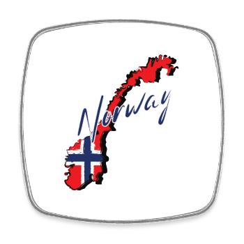 Carte avec drapeau norvégien, j’adore la Norvège - Magnet carré - blanc - Devant