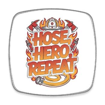 Fire Lieutenant Hose Hero Repeat Fire Department - Viereckiger Kühlschrankmagnet - Weiß - Vorne