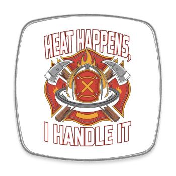 Fire Lieutenant Heat Happens Fire Rescue Officer - Square fridge magnet - white - Front