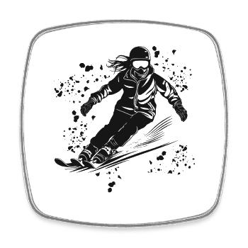 Alpin Ski Wintersport Nordischer Skilauf - Viereckiger Kühlschrankmagnet - Weiß - Vorne