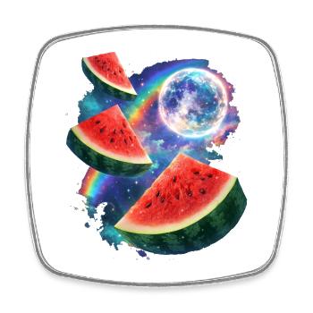 Space Melon Neon Cosmos - Magnet carré - blanc - Devant