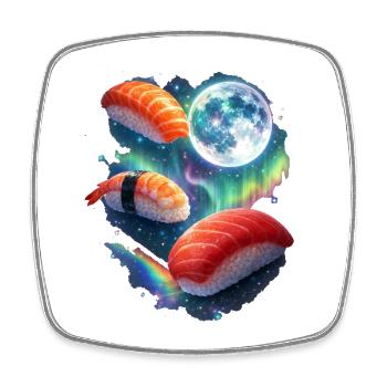 Kosmische Sushi-Nacht - Viereckiger Kühlschrankmagnet - Weiß - Vorne