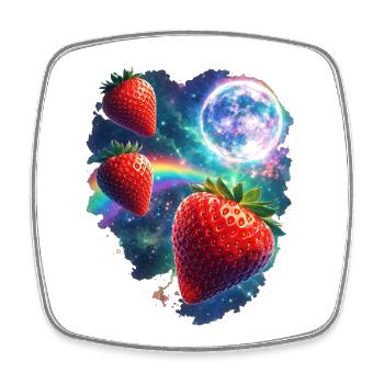 Fraises cosmiques à la lumière des étoiles - Magnet carré - blanc - Devant