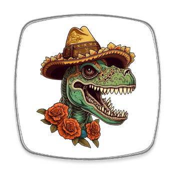 Mexikanischer Zuckerschädel Sombrero Trex - Viereckiger Kühlschrankmagnet - Weiß - Vorne