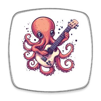Oktopus mit Gitarre - Viereckiger Kühlschrankmagnet - Weiß - Vorne