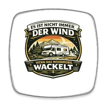 Wohnmobil Wackelt Camping Spruch Vintage - Viereckiger Kühlschrankmagnet - Weiß - Vorne