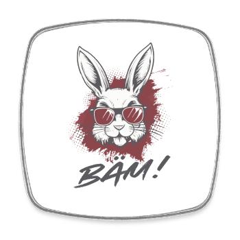 Cool Bunny BÄM Funny Statement Design - Square fridge magnet - white - Front