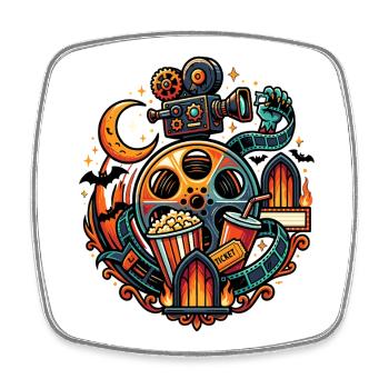 Vintage Cinema Horror Movie Design - Square fridge magnet - white - Front