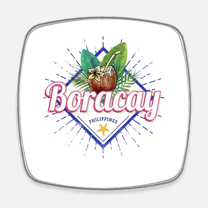 Boracay Island in the Philippines with Coconut - Square fridge magnet - white
