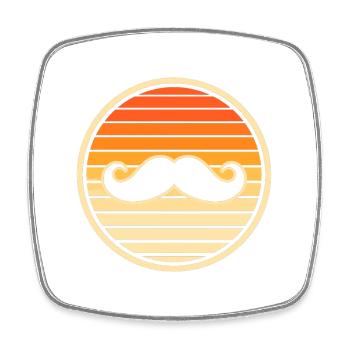 Hipster rétro à la moustache au coucher de soleil - Magnet carré - blanc - Devant