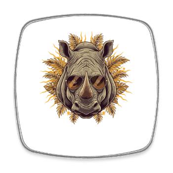 Rhino Sonnenbrille und Sonne - Viereckiger Kühlschrankmagnet - Weiß - Vorne