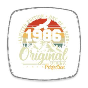 Cadeau d’anniversaire vintage original de 1986 - Magnet carré - blanc - Devant