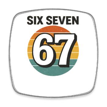Six Seven 67 Italian Brainrot Retro Sunset Meme - Square fridge magnet - white - Front