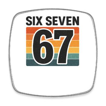 Six Seven 67 Italian Brainrot Retro Sunset Meme - Square fridge magnet - white - Front