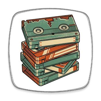 VHS Videokassette Retro Vintage - Viereckiger Kühlschrankmagnet - Weiß - Vorne