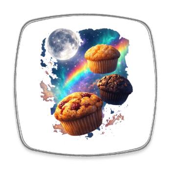 Space muffins cosmic delight - Square fridge magnet - white - Front