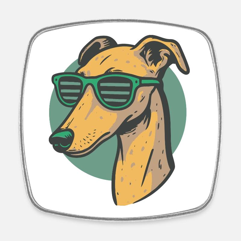 Greyhound, Galgo - Square fridge magnet - white