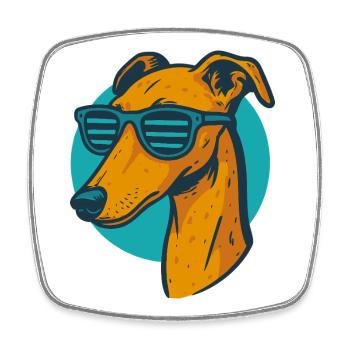 Windhund, Galgo Sonnenbrille Pop-Art - Viereckiger Kühlschrankmagnet - Weiß - Vorne