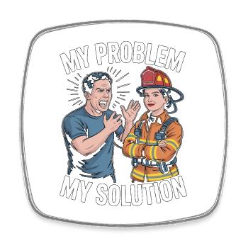 Fire Lieutenant My Problem My Pictogram Mom Dad - Square fridge magnet - white - Front