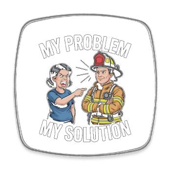 Fire Lieutenant My Problem My Pictogram Dad Mom - Square fridge magnet - white - Front