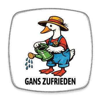 Gans zufrieden | Garten Gans gießt glücklich - Viereckiger Kühlschrankmagnet - Weiß - Vorne