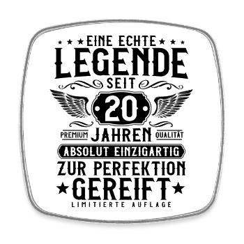 20 Jahre Legende - 20 Geburtstag Vintage Geschenk - Viereckiger Kühlschrankmagnet - Weiß - Vorne