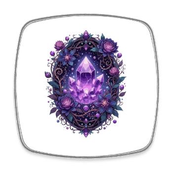 Amethystkristall im Rosenkranz - Viereckiger Kühlschrankmagnet - Weiß - Vorne
