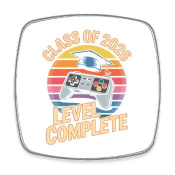 Level Complete 2026 Completion Retro Gaming - Square fridge magnet - white - Front
