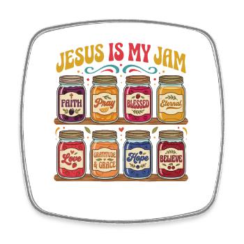 Jesus Is My Jam – Glasses of Faith - Square fridge magnet - white - Front