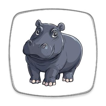 Hippo Nilpferd Illustration - Square fridge magnet - white - Front