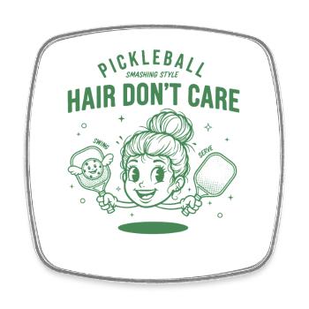 Pickleball, lustiger Spieler, Haare, kümmern sich nicht, spielen Liebe. - Viereckiger Kühlschrankmagnet - Weiß - Vorne